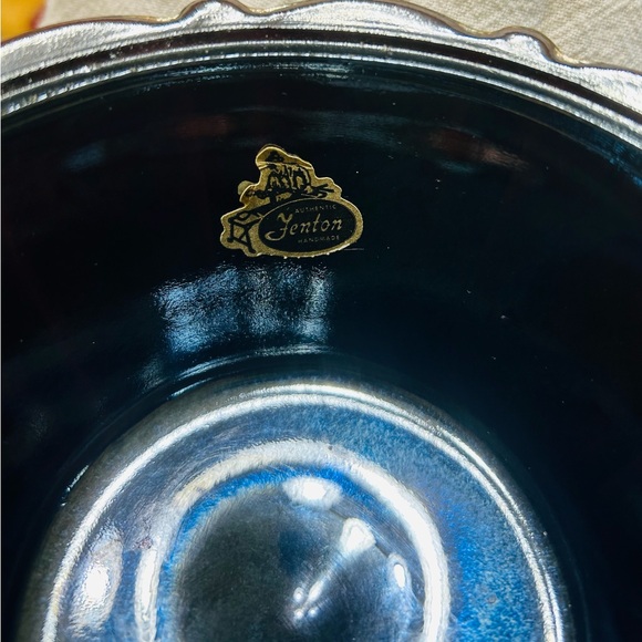 Vintage Fenton Black carnival glass paneled amethyst daisy candy dish. Mint - Picture 4 of 11